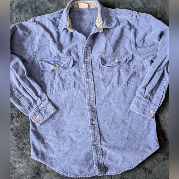 Field & Stream Other - Vintage Field & Stream Blue Chamois Cloth Flannel Button Up Work Utility Shirt M